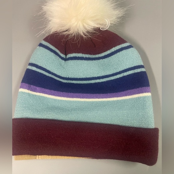 🔴3/$12 Home Free Striped Beanie in Arkansas Purple! NWT! - Picture 4 of 4